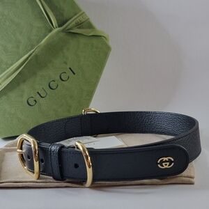 NWOT GUCCI GG Interlocking Leather Dog Collar